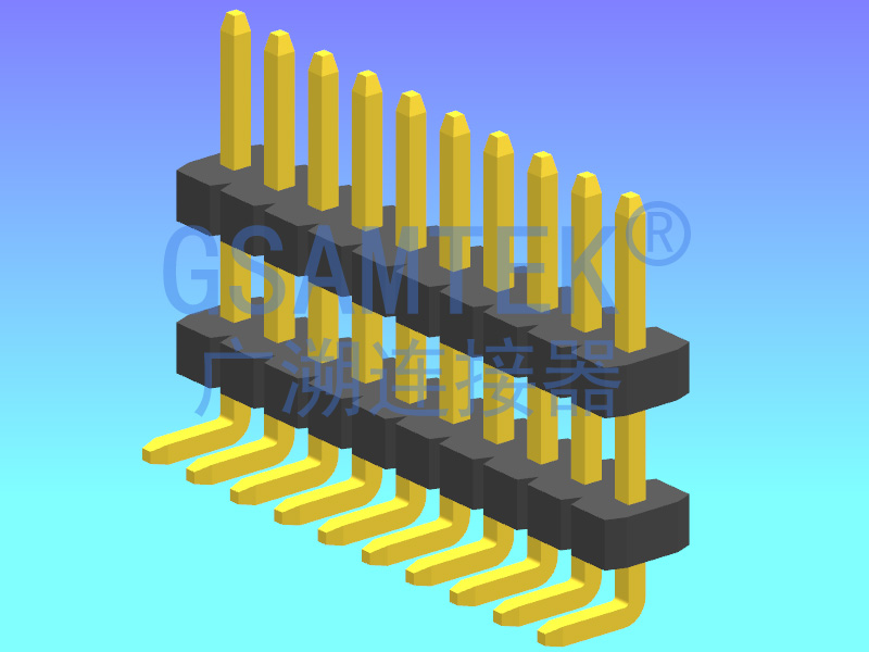 單排雙塑90度排針PH1.27 H1.0+1.0 W2.0