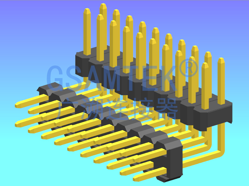 雙排雙塑90度排針 PH2.54 H2.5 W5.0